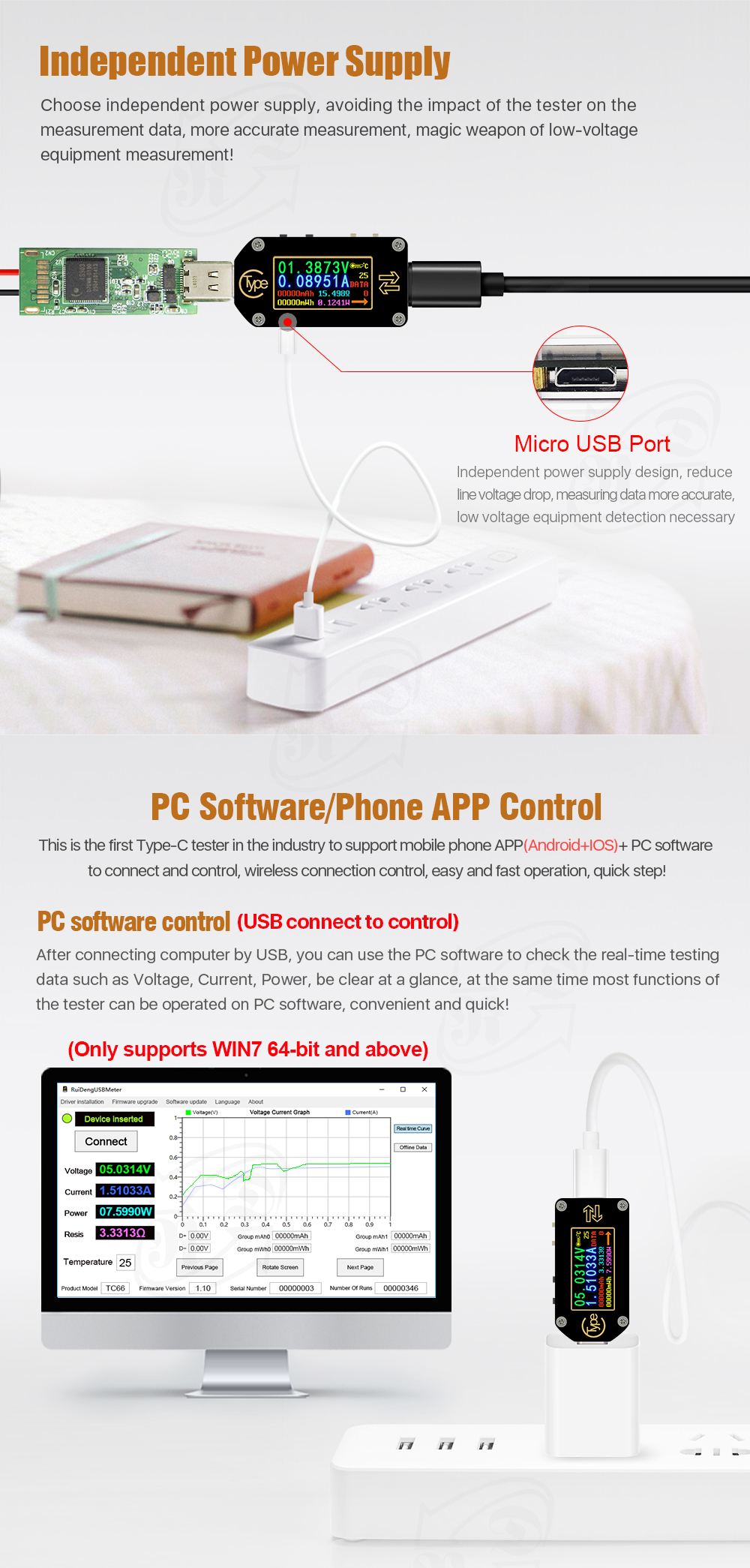 TC66/TC66C  Type-C PD trigger  USB-C Voltmeter