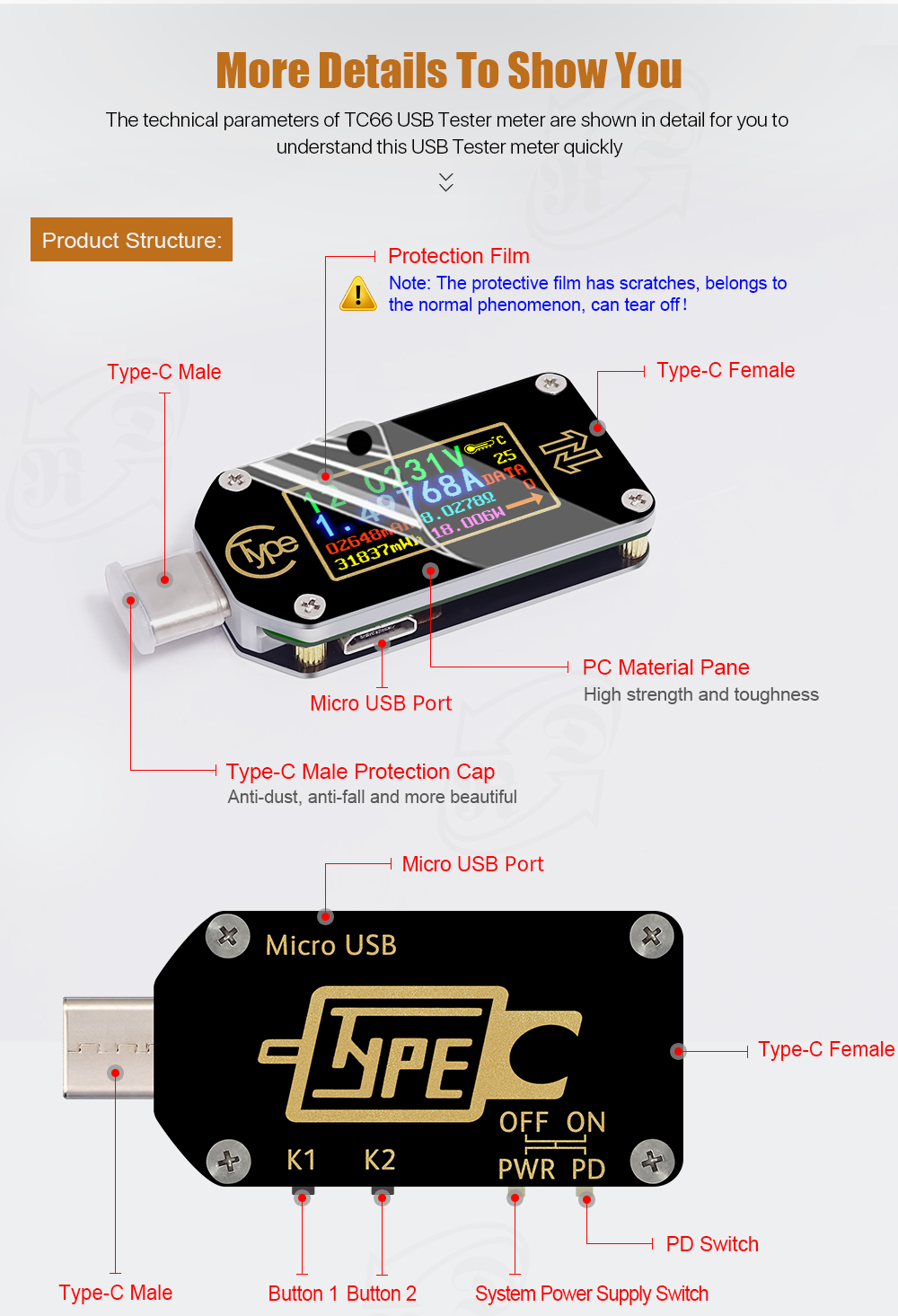 TC66/TC66C  Type-C PD trigger  USB-C Voltmeter