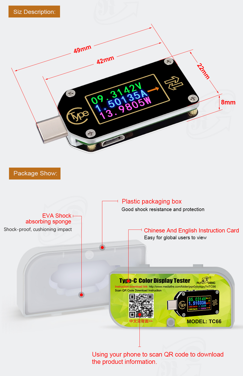 TC66/TC66C  Type-C PD trigger  USB-C Voltmeter