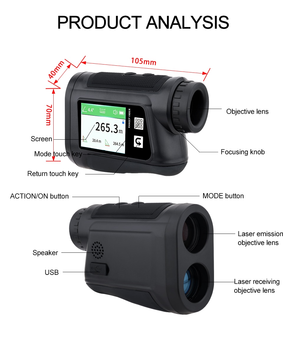 Telescope Laser Rangefinder 6x Laser Distance Meter