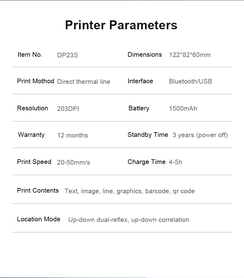 DP23S 20-50mmThermal Label Printer 