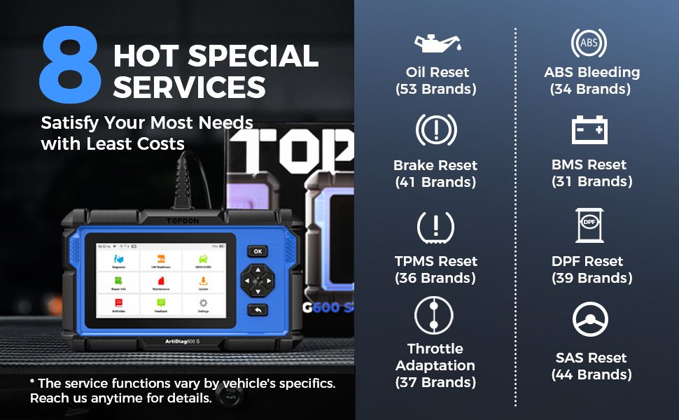 TOPDON Artidiag 600S AD600S with 4 System Diagnostic Tool and 8 Reset Services Free Lifetime Upgrade