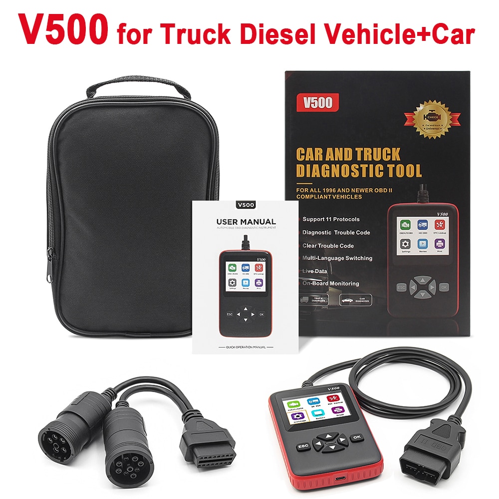 12V/24V Truck Car 2 in 1 OBD2 Engine Diagnostic Tool