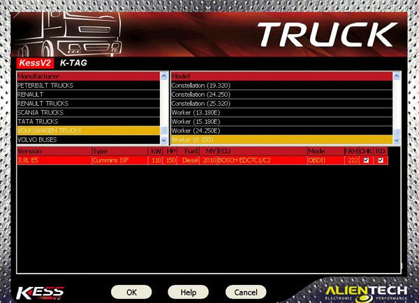 Truck Kess V2 software display 1