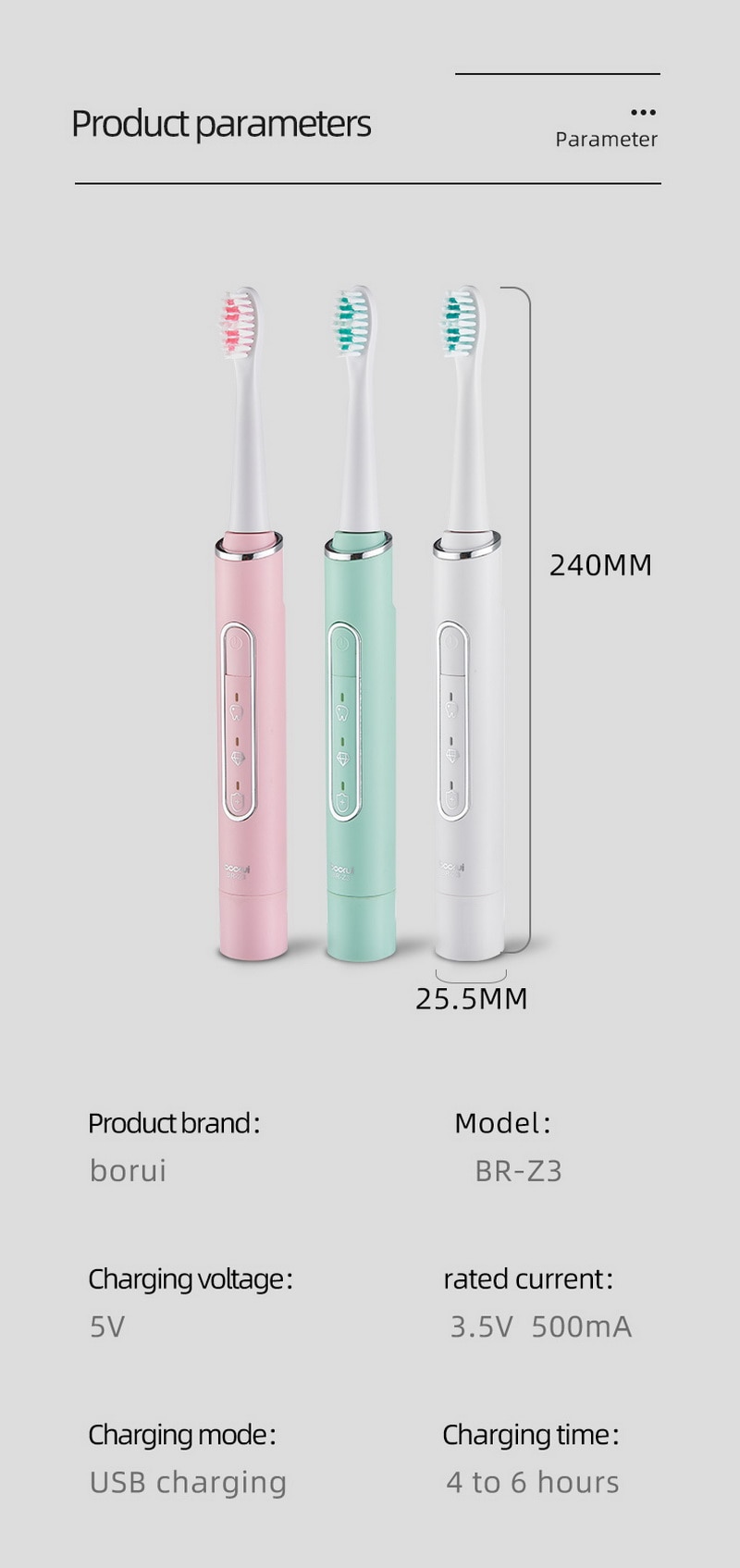 Ultrasonic Electric Toothbrush Wireless Rechargeable Ste