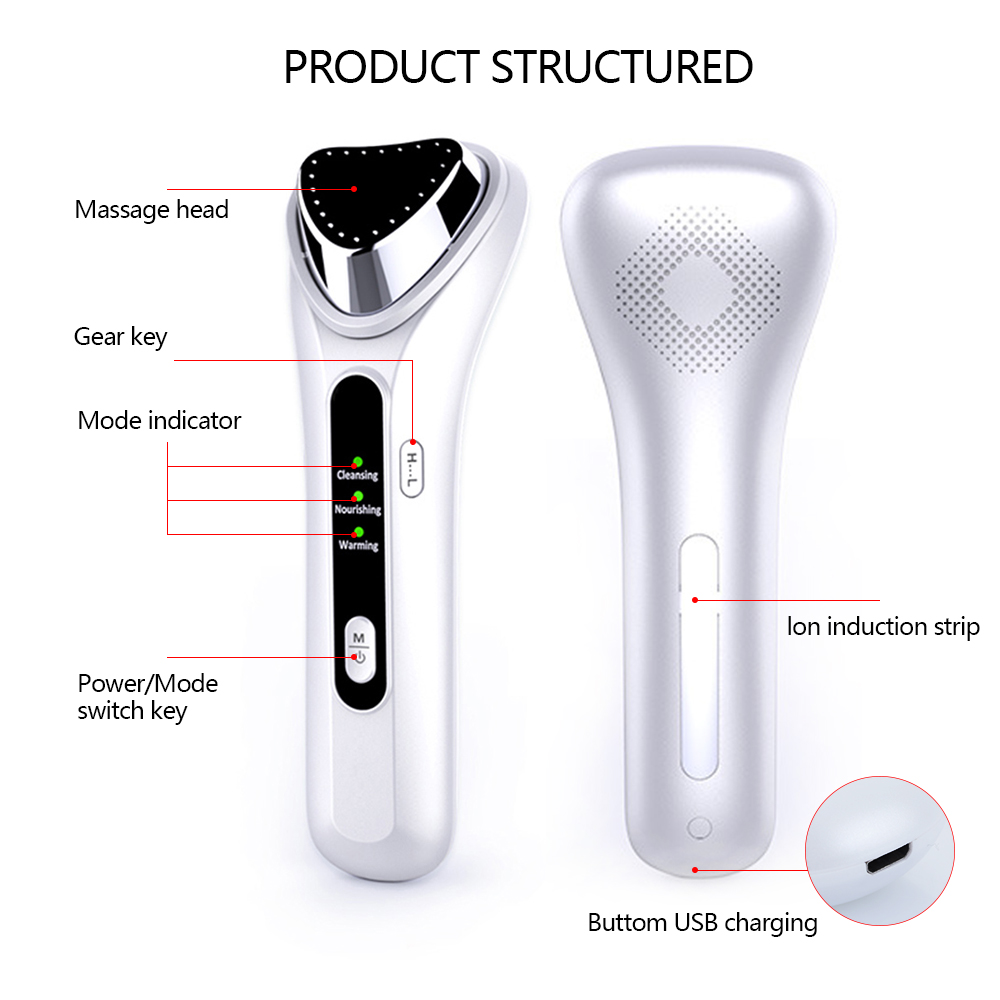 New Ultrasonic Warm Ion Importing Beauty Massager 