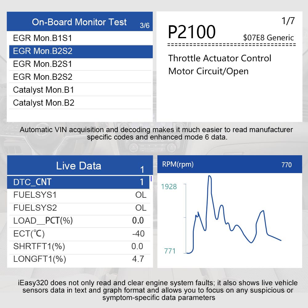 VIDENT iEasy320 OBDII/EOBD+CAN Code Reader