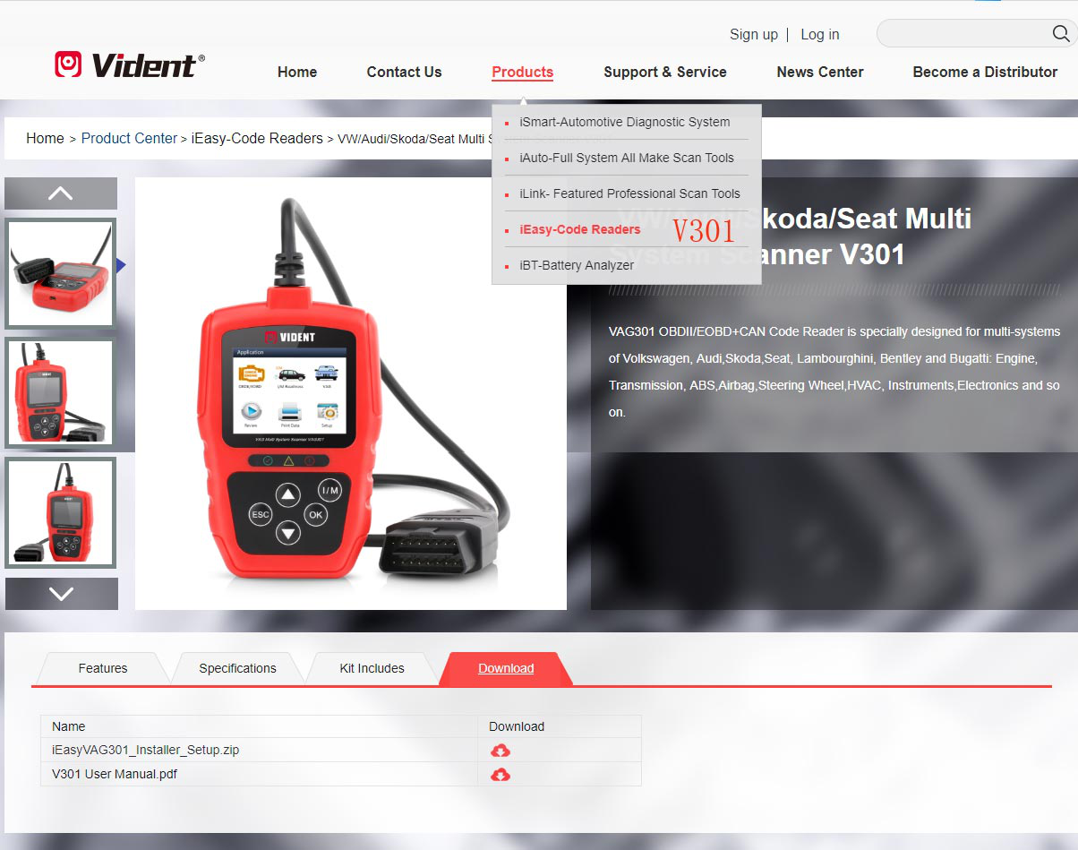 Vident V301 Car Diagnostic Scanner