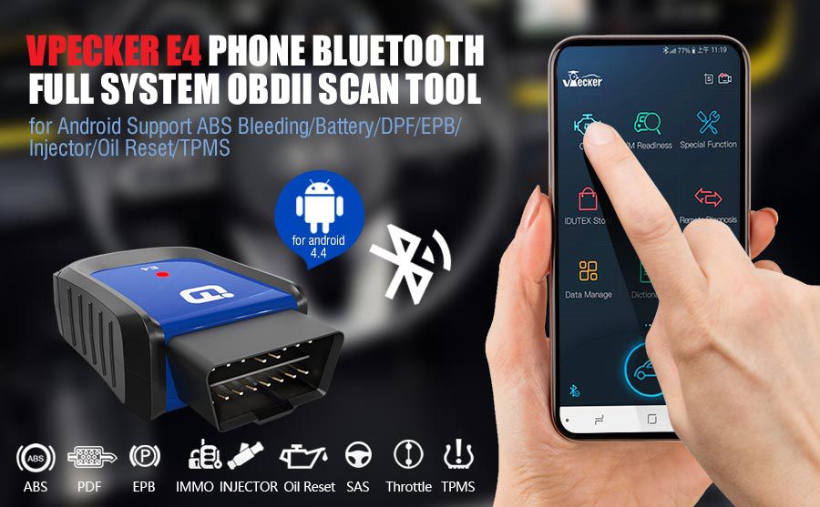 VPECKER E4 Phone Easydiag Bluetooth Full System OBDII Scan Tool