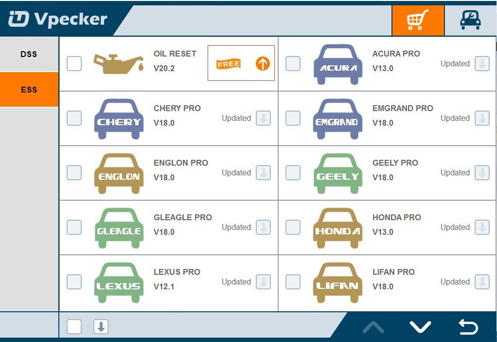 VPECKER Easydiag oil reset function