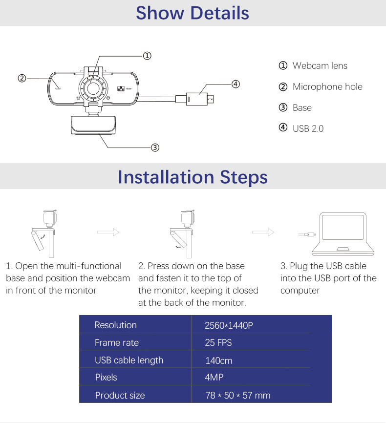 2K Full HD 1080P Web Camera