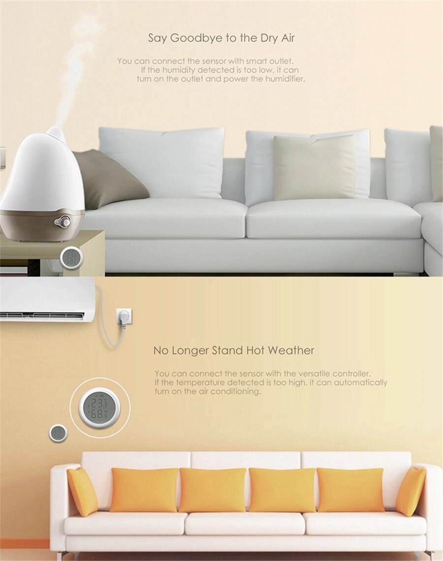 Wifi ZigBee Smart Home Temperature And Humidity Sensor 