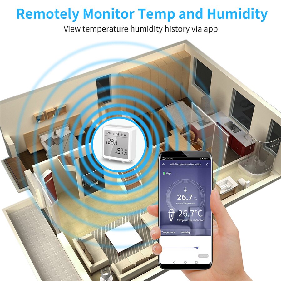 Wifi ZigBee Smart Home Temperature And Humidity Sensor 