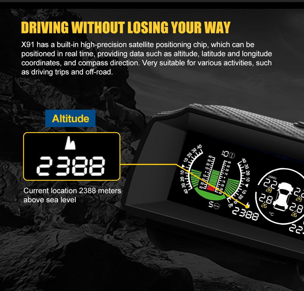 AUTOOL X91 Car 3in1 GPS TPMS HUD Universal