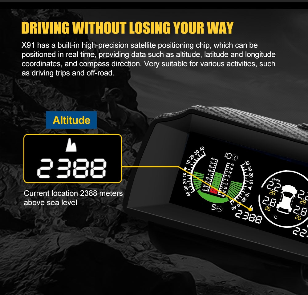 AUTOOL X91 Car 3in1 GPS TPMS HUD Universal 