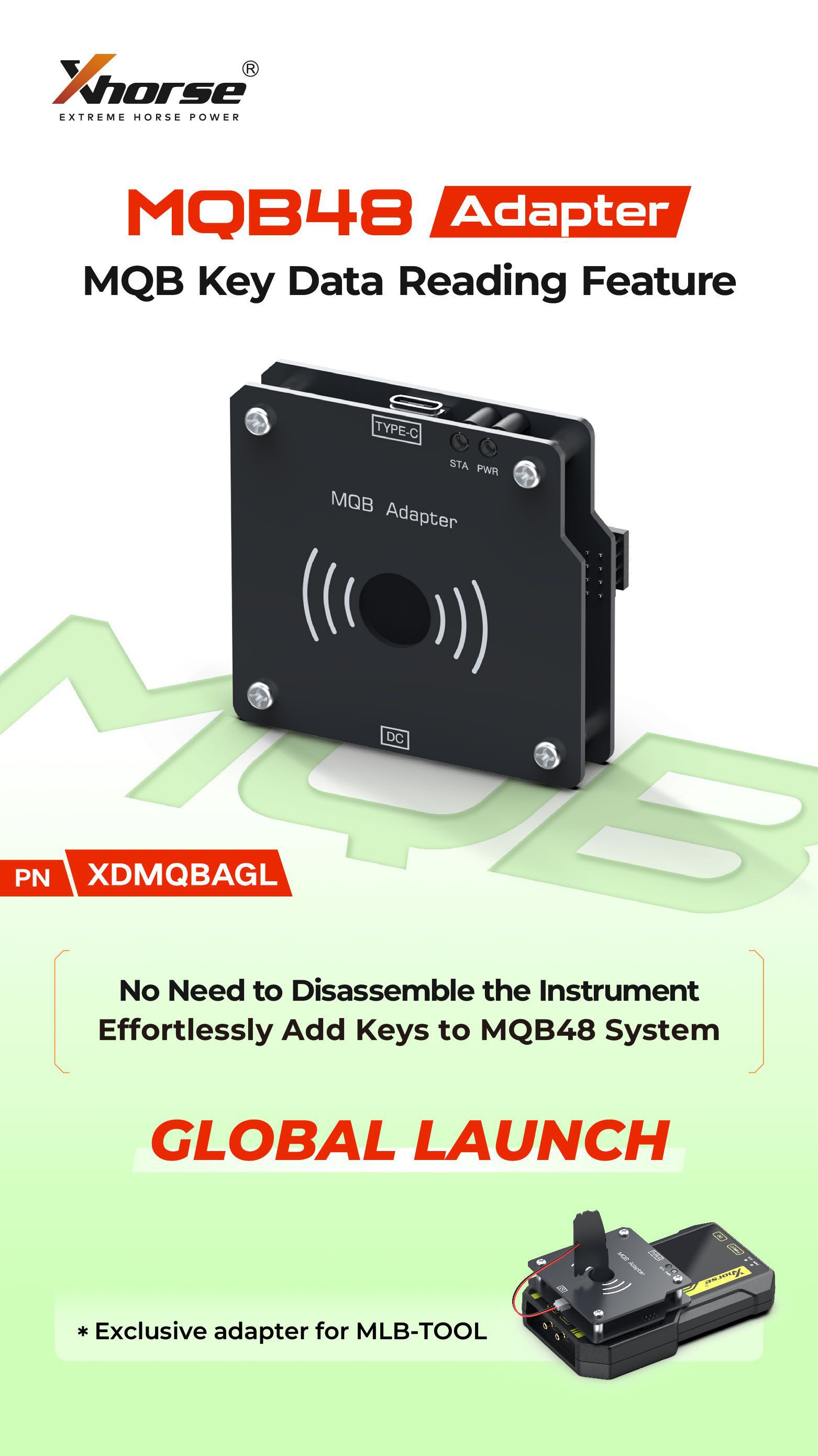 XHORSE XDMQBAGL MQB Adapter No Need to Disassemble the Instrument Work with MLB Tool 