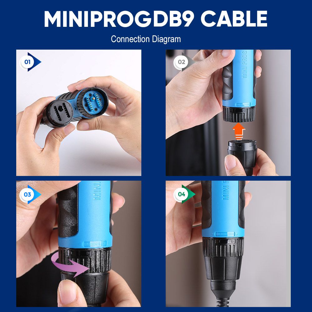 How to Connect XDNP13 DB9 Cable with Mini Prog