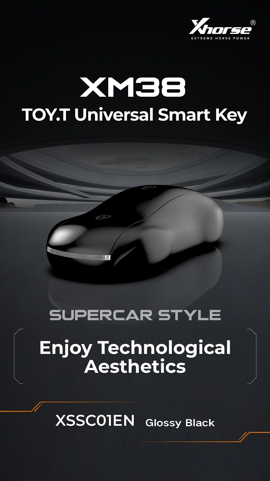 XHORSE XSSC01EN  XM38 TOY.T Univesal Smart Key Supercar Style Glossy Black Color
