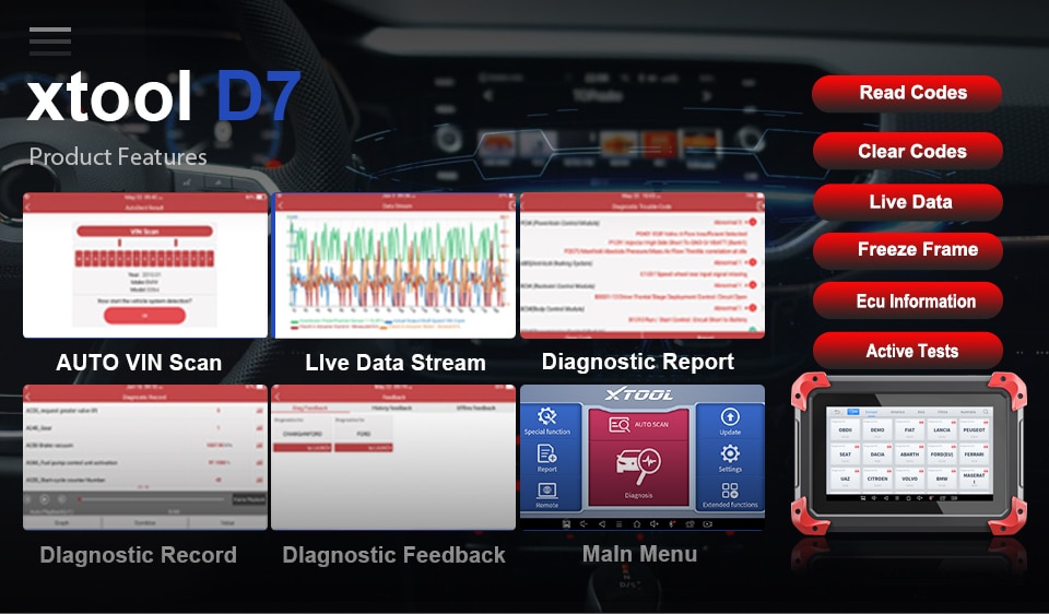 Newest XTOOL D7 Automotive All System Diagnosis Tool