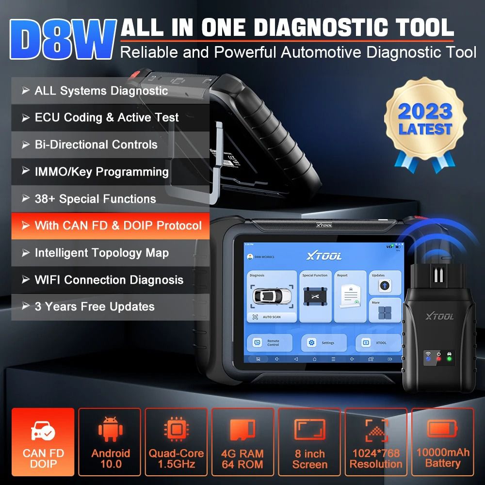 2023 XTOOL D8W WIFI OBD2 Scanner Car Diagnostic Tool