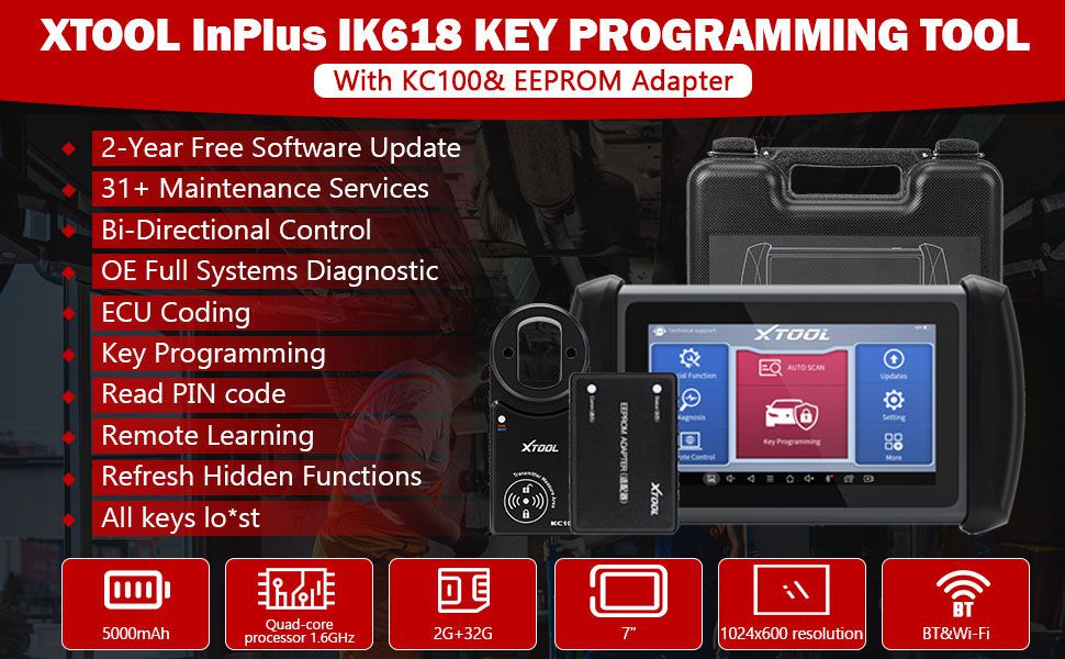 XTOOL InPlus IK618 Key Programming Tool with KC100 Key Programmer and EEPROM Adapter