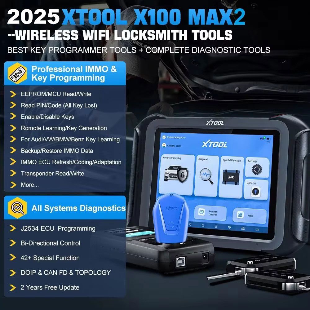 XTOOL X100 MAX 2 with J2534  key programming and diagnostic tool